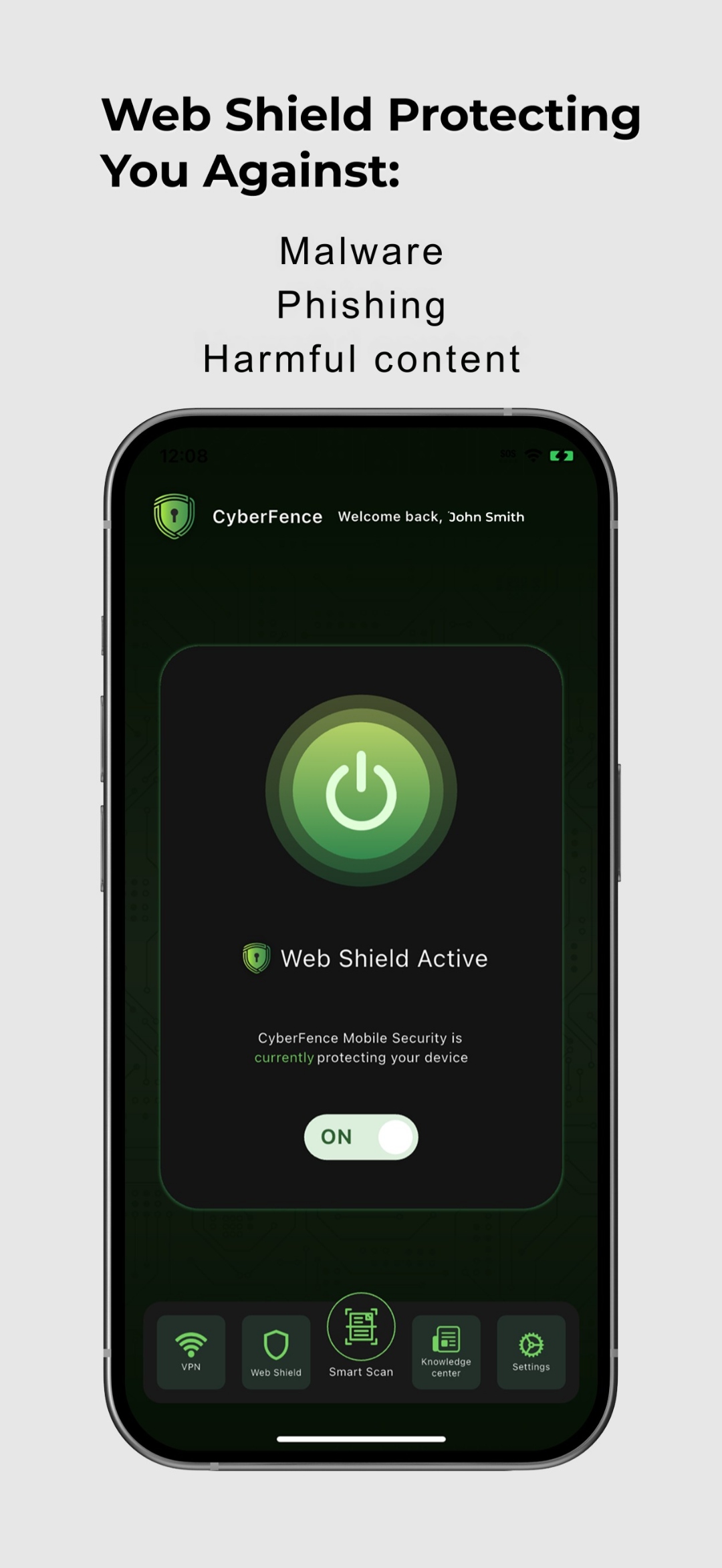 CyberFence Web Shield active